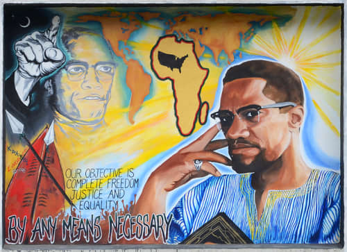 Malcolm X Mural | Murals by Eric Norberg | Cesar Chavez Student Center in San Francisco