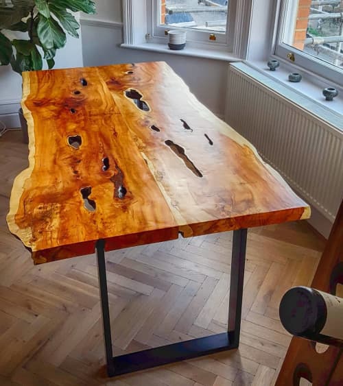 English Yew Table | Dining Table in Tables by Handmade in Brighton. Item made of wood with metal