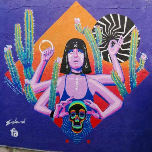 Painted Mural "Samsara" | Street Murals by Fabifa | Panteón Guadalupe Mixcoac in Ciudad de México. Item made of synthetic