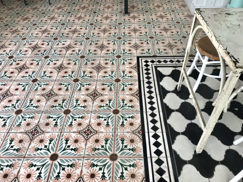 Mission Cement Tile (5-color) 8" x 8" | Tiles by Avente Tile | Media Noche Restaurant in San Francisco. Item composed of cement