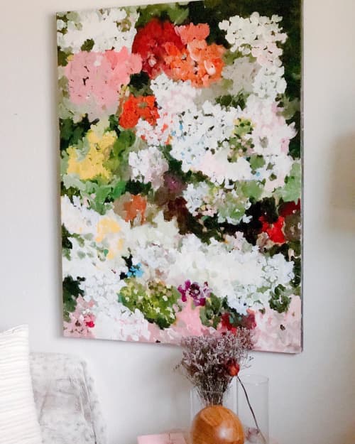 Floral Painting | Oil And Acrylic Painting in Paintings by Leigh Viner. Item composed of canvas