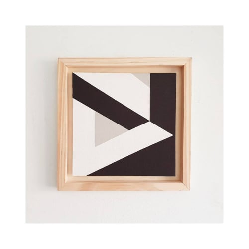 Geometric Monochrome Painting | Oil And Acrylic Painting in Paintings by Sara Weldon. Item made of canvas with synthetic