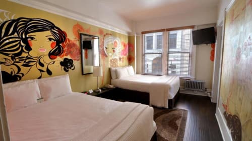 Ladies Mural | Murals by Kelly Tunstall | Hotel Des Arts in San Francisco. Item made of synthetic