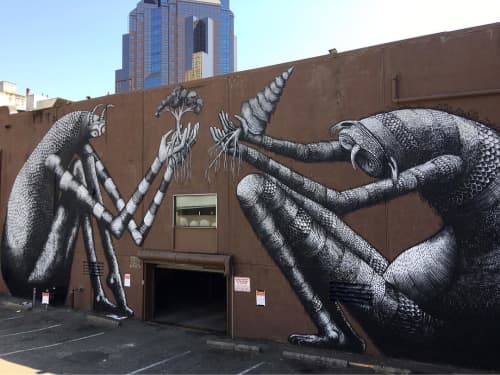 Two Weird Species | Street Murals by Phlegm | Improv Alley in Sacramento