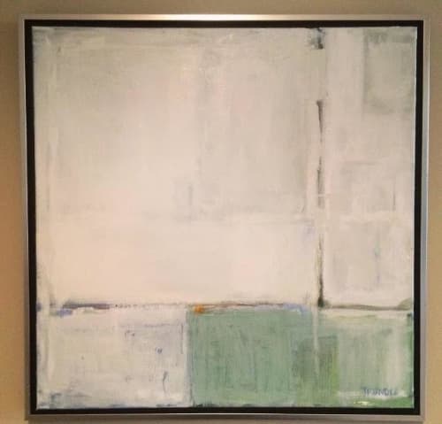 Abstract Landscape with Green | Oil And Acrylic Painting in Paintings by Sarah Trundle. Item made of canvas