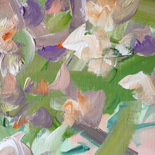 Floral Abstract | Oil And Acrylic Painting in Paintings by Viktoria Ganhao. Item composed of linen & synthetic