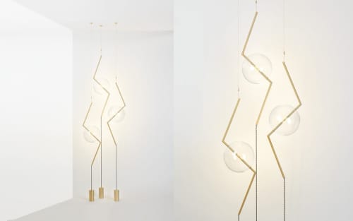 Fulmine | Pendants by SilvioMondinoStudio. Item made of brass & glass