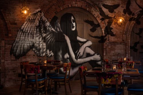 Winged Female and Crows | Murals by Eelus | Vandal in New York
