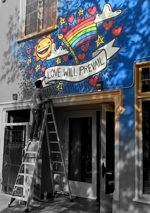 Love Will Prevail | Street Murals by Elliott C Nathan | 777 Valencia St, San Francisco, CA in San Francisco. Item made of synthetic