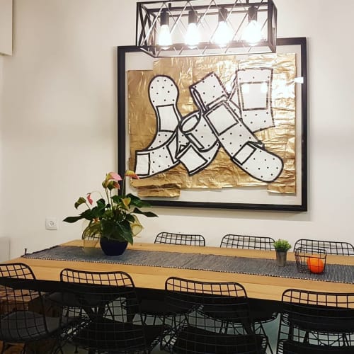 Band Aid (Gold) Painting | Mixed Media by Dede Bandaid. Item made of synthetic