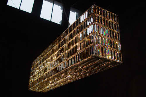 Glitterbox chandelier | Chandeliers by Georg Baldele | Swarovski NY in New York. Item made of brass with glass