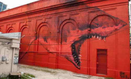 Big Red Shark | Street Murals by Sharktoof | 1st Ave N, Petersburg in Saint Petersburg