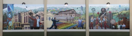 Garden District, The Portola Then And Now | Street Murals by Arthur Koch | Grocery Outlet Bargain Market 1390 Silver Ave, San Francisco, CA 94134 in San Francisco. Item composed of synthetic