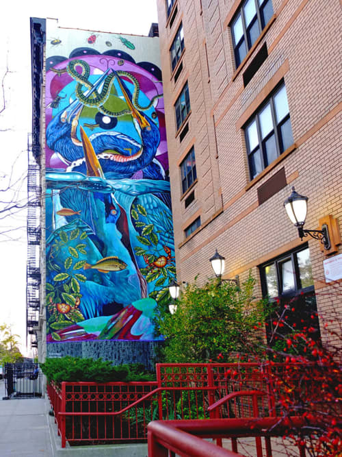 Tricolored Heron | Street Murals by Federico “Iena Cruz” Massa | 432 West 163rd Street in New York