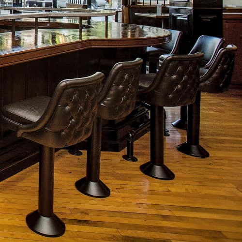 Black Tufted Floor Mounted Bar Stools - Model 6070-654 | Chairs by Richardson Seating Corporation | Stoneburner in Seattle. Item composed of aluminum