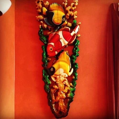 Fish Tale | Wall Sculpture in Wall Hangings by Carvinart. Item composed of wood