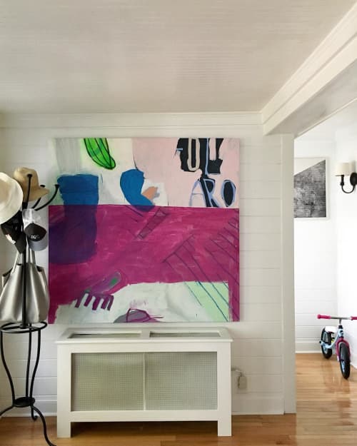 "Under The Purple Table" | Mixed Media by Sarah Boyts Yoder. Item made of canvas with synthetic