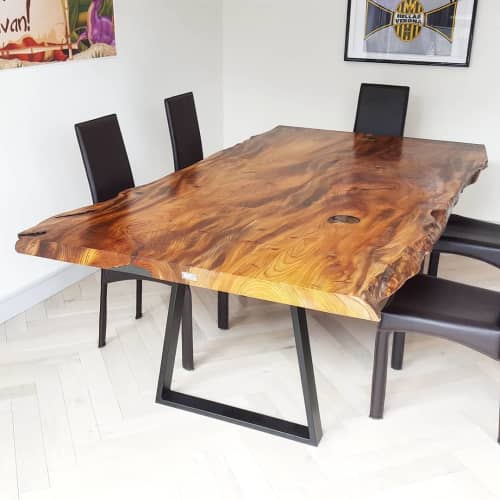 Scottish Elm Table | Dining Table in Tables by Handmade in Brighton. Item made of wood & metal
