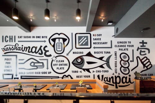 Eating Sushi Etiquette | Murals by Erik Marinovich | ICHI Sushi + NI Bar in San Francisco