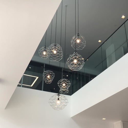 Glass Cage Lights | Pendants by Neptune Glassworks. Item made of glass