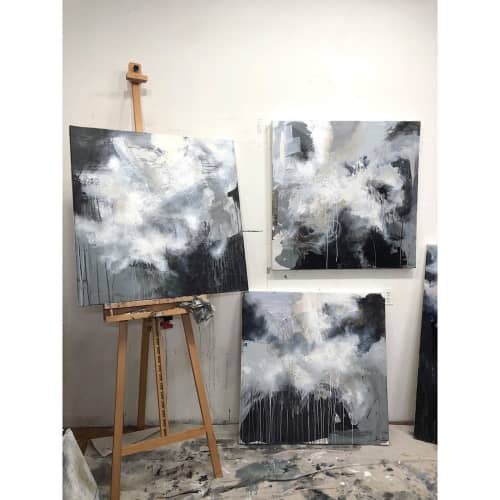 Gray Ethereal Paintings | Oil And Acrylic Painting in Paintings by Brittney Ciccone. Item composed of canvas & synthetic