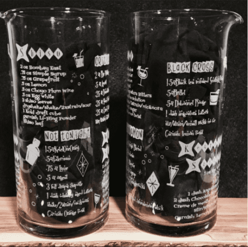 50’s Style Mixing Glasses | Drinkware by Reclamation Etchworks | Pacific Cocktail Haven in San Francisco. Item composed of glass