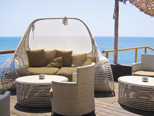 Lolah Daybed and Coffee Table | Couches & Sofas by Kenneth Cobonpue | Theros Wave Bar, Santorini, Greece in santorini