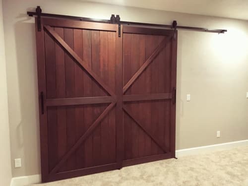 Reclaimed redwood barn doors | Furniture by Dust & Spark. Item made of wood