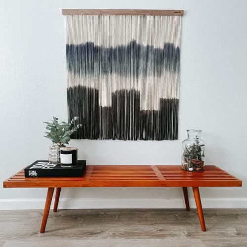 Extra Large Black and Blue Macrame Wall Hanging | Wall Hangings by Love & Fiber. Item made of cotton with fiber