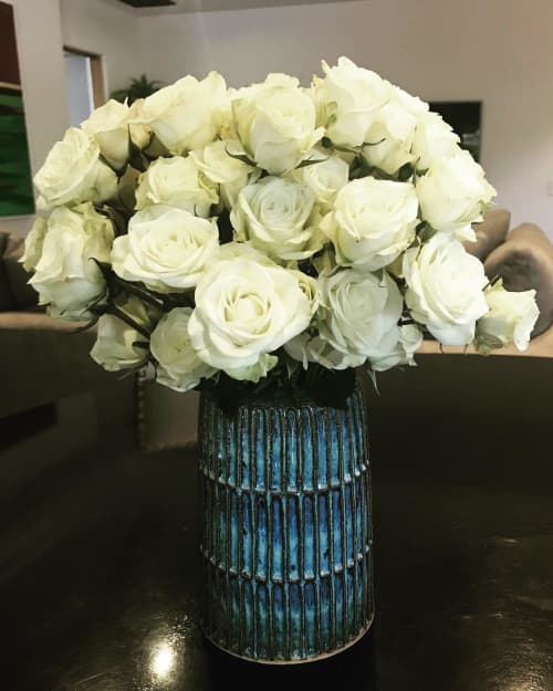 Large Carved Vase by AG Ceramics at Private Residence, Los Angeles, CA