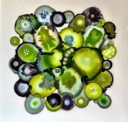 Lime Geode | Oil And Acrylic Painting in Paintings by Laura Van Horne Art | Gray Sky Gallery in Seattle. Item made of wood & synthetic