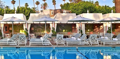 Poolside Cabana Paintings | Murals by Baron Paris Studio | The Beverly Hills Hotel in Beverly Hills. Item made of synthetic