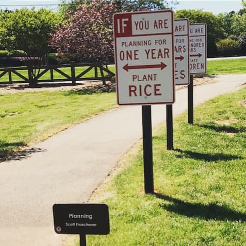 Planning | Signage by Scott Froschauer Art | Robbins Park in Cornelius. Item composed of metal