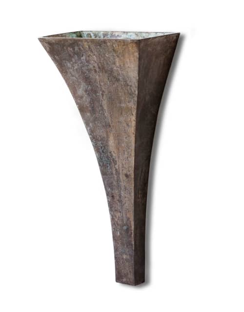 Hiroshi Large Verdigris Bronze Wall Sconce | Sconces by Lawrence & Scott. Item made of bronze
