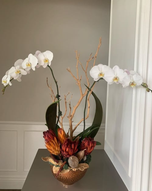 Vibrant Orchid Arrangements | Floral Arrangements by Fleurina Designs | Almaden Golf & Country Club in San Jose. Item made of synthetic