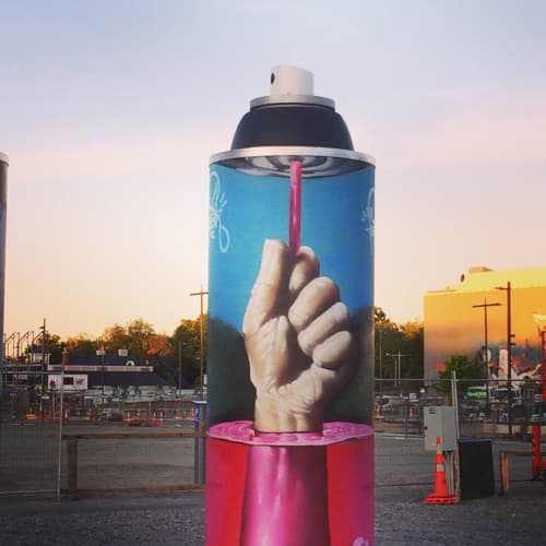 Giant Can Mural by Wongi Wilson at One Central, Christchurch Wescover Street Murals