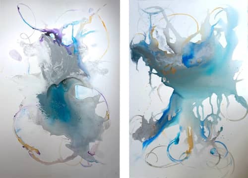 Aerial View II | Oil And Acrylic Painting in Paintings by Twyla Gettert. Item made of canvas