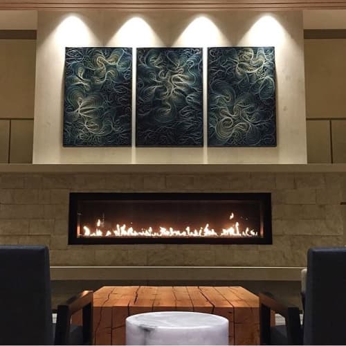 Triptych | Wall Sculpture in Wall Hangings by Stallman Studio | Lincoln Square South (Lincoln Square Expansion) in Bellevue. Item composed of canvas & synthetic