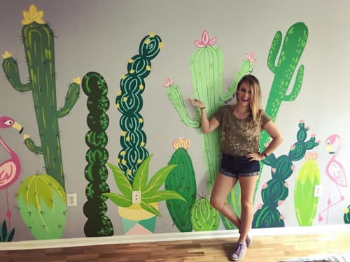 Ellie's Cactus Mural | Murals by ShammyBuns Art (SBA). Item made of synthetic