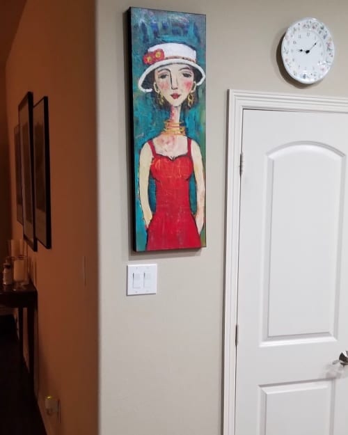 Lady in Hat Painting | Oil And Acrylic Painting in Paintings by Elaine Lanoue. Item made of canvas & synthetic