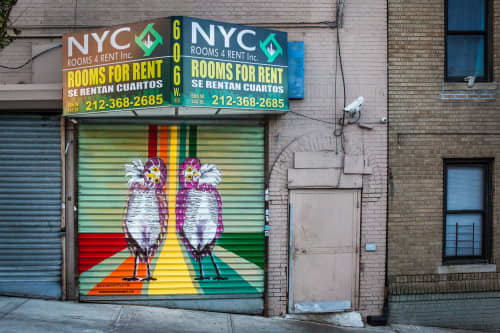 Burrowing Owl | Street Murals by Jana Liptak | 606 West 145 Street in New York