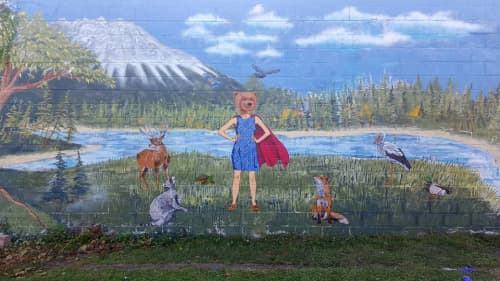 Wonder Woman Bear-like Mural | Street Murals by Magnus Champlin | Rochester, NY in Rochester