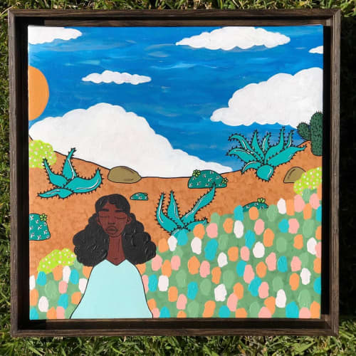 Prickly Road To Peace No. 8 | Oil And Acrylic Painting in Paintings by Peace Peep Designs. Item composed of synthetic