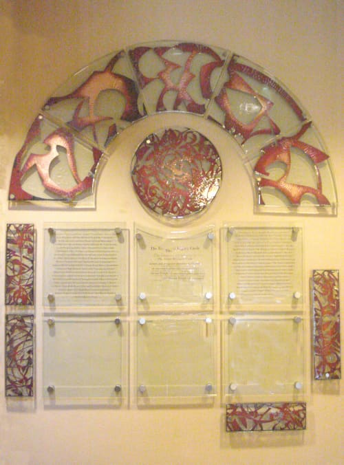 Gratitude Wall | Wall Sculpture in Wall Hangings by Reddy Made Designs | Congregation Emanu-El San Francisco in San Francisco. Item made of copper & glass