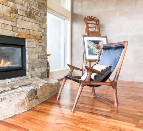Walnut Sling Chair | Easy Chair in Chairs by Fernweh Woodworking. Item made of walnut with leather