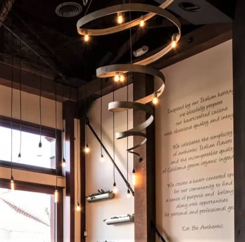 Spiral Chandelier | Chandeliers by Wine Country Craftsman | Ca’ Momi Osteria, Napa in Napa