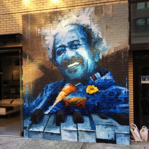 Allen Toussaint Mural | Street Murals by Aron Belka | 188 Lafayette Street, SoHo in New York