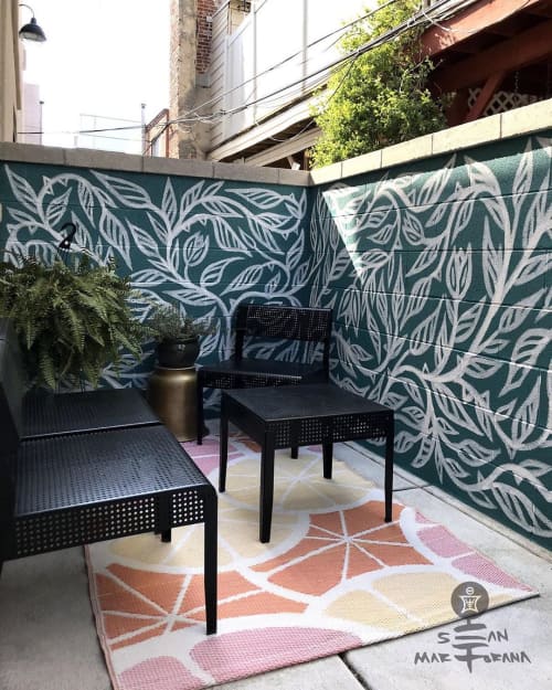 Philly Slab Flourish Wall Treatment - Hand painted mural | Murals by Sean Martorana. Item made of synthetic