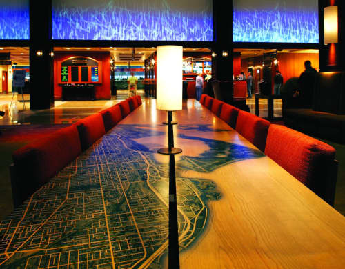 Map Table | Communal Table in Tables by Amuneal | Sheraton Centre Toronto Hotel in Toronto. Item composed of wood