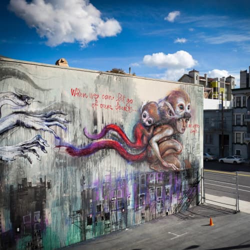 When We Can Let Go Our Fears We Are Safe | Street Murals by Herakut | 42-78 McCoppin St, San Francisco, CA in San Francisco